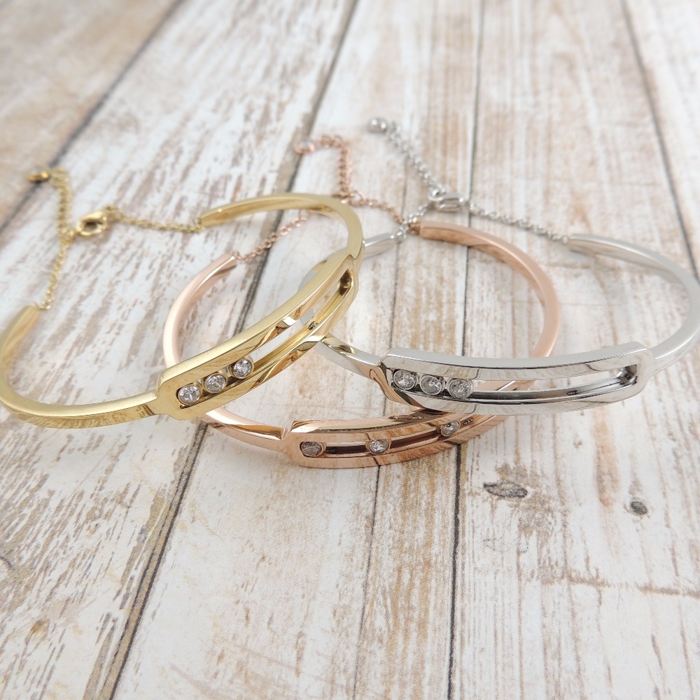 Sliding Moving Stones Cuff Bracelet - Picture 3 of 8